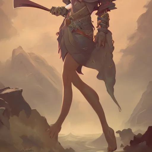 Prompt: stylized fit female D&D character, digital art by Peter Mohrbacher and Wylie Beckert, highly detailed award-winning masterpiece with incredible and beautiful details, trending on ArtStation