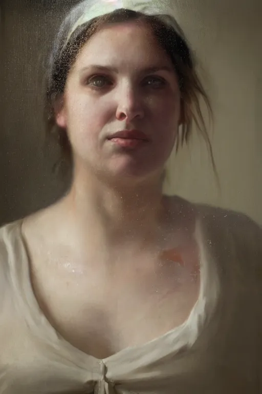 Image similar to pregnant woman in t-shirt by Alyssa Monks, Franz Xaver Winterhalter. full-shot, urban dystopia, hyper realism, realistic proportions, dramatic lighting, high detail 4k