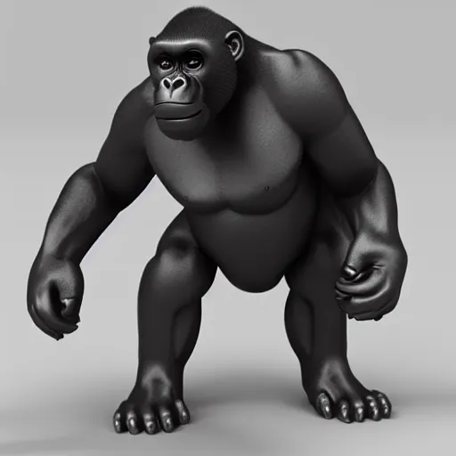 Prompt: 3d model of a polygon gorilla