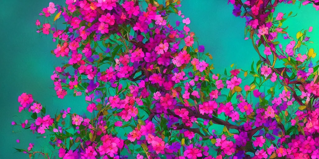 Image similar to loral design with a fine structure and flowing colors and blossoms. high details, artstation trending