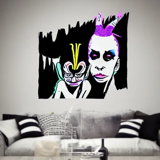 Image similar to die antwoord yolandi zef design graffiti dark lighting