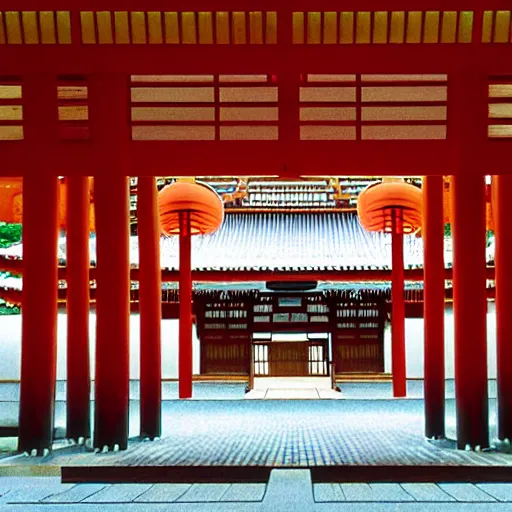 Prompt: city pop kyoto temple