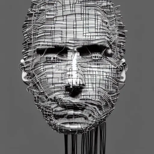 Prompt: Photo of Trent Reznor made up of wires. highly detailed, dynamic lighting, unreal render.