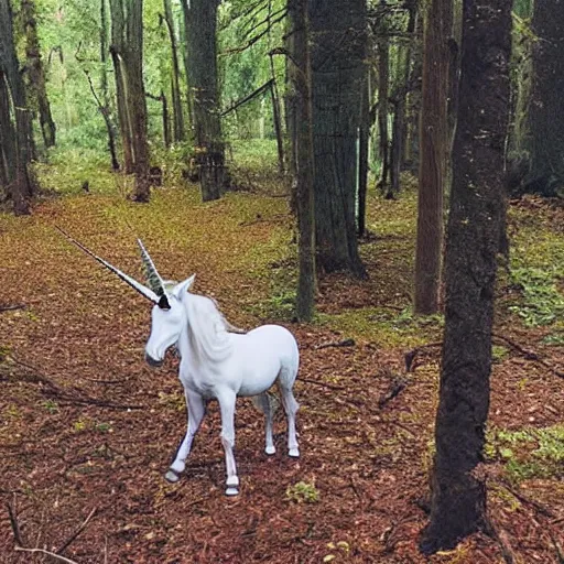 Image similar to unicorn caught on hidden camera in the forest