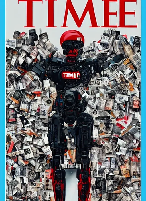 Image similar to TIME magazine cover, the coming AI singularity, by Chevrier