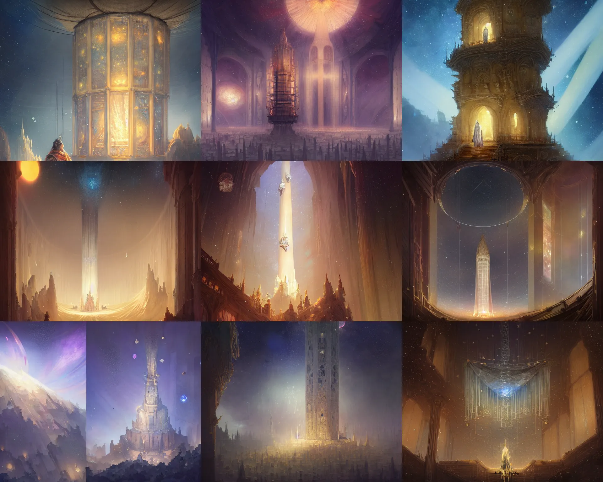 Prompt: tower of antares with giant walls and glass ceilings showing the stars and hanging silk drapery and tapestries, light dust, magnificent, close up, details, sharp focus, elegant, highly detailed, illustration, by Jordan Grimmer and greg rutkowski and PiNe(パイネ) and 薯子Imoko and 香川悠作 and wlop and maya takamura, intricate, beautiful, Trending artstation, pixiv, digital Art