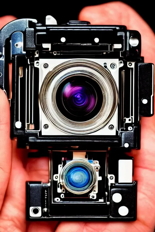 Prompt: The most complex looking opened camera like machine ever made, internals revealed photo taken by someone who doesn't know how to use a camera by Annie Lebovitz and Steve McCurry Ultra detailed, hyper realistic, 4k