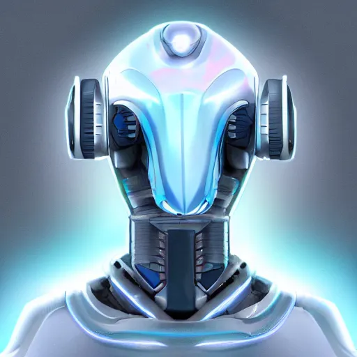 Image similar to cybernetic bottlenose dolphin headshot profile picture, anthropomorphic android design inspired by dolphins, bulbous dolphin snout, mouth closed, commission on FurAffinity, unreal engine