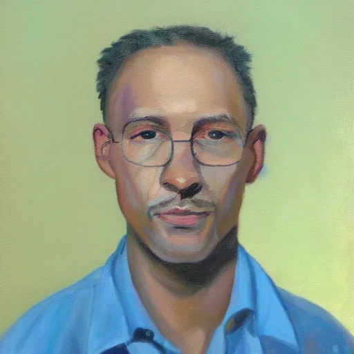 Image similar to bob burrough self portrait. Oil on canvas.