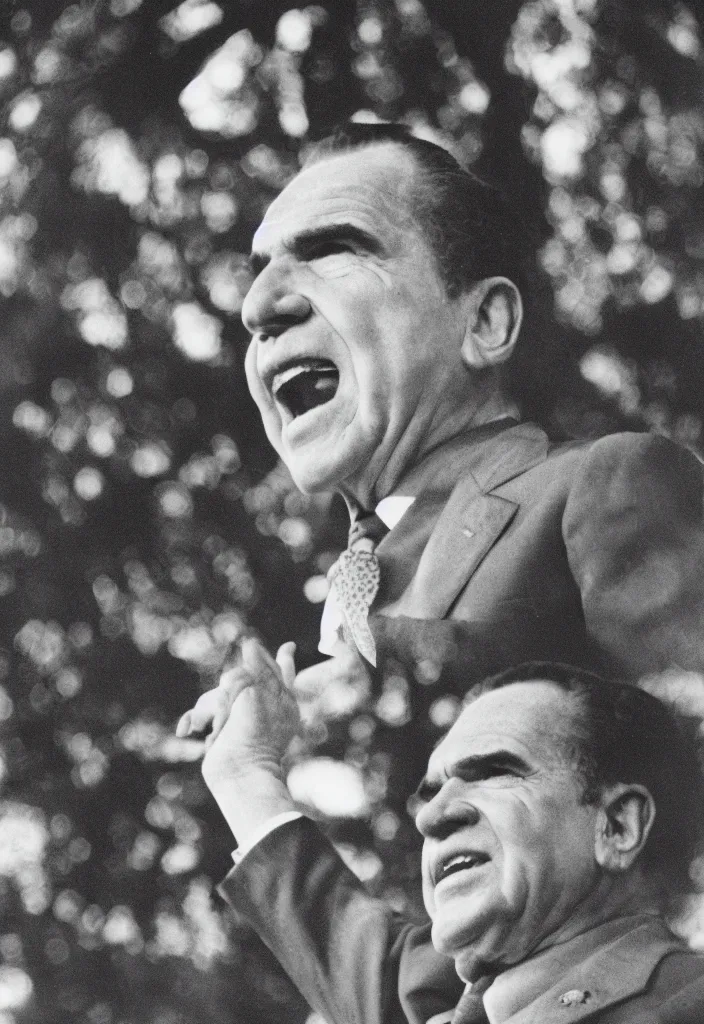 Prompt: portrait of richard nixon as god flying in the air, by charlotte grimm, natural light, detailed face, canon eos c 3 0 0, ƒ 1. 8, 3 5 mm, 8 k, medium - format print