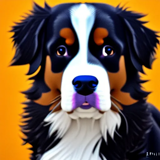 Image similar to portrait of a cute bernese dog, art by elke vogelsang, 8 k ultra realistic, trending on artstation, 4 k, hyperrealistic, focused, extreme details, unreal engine 5, cinematic, masterpiece