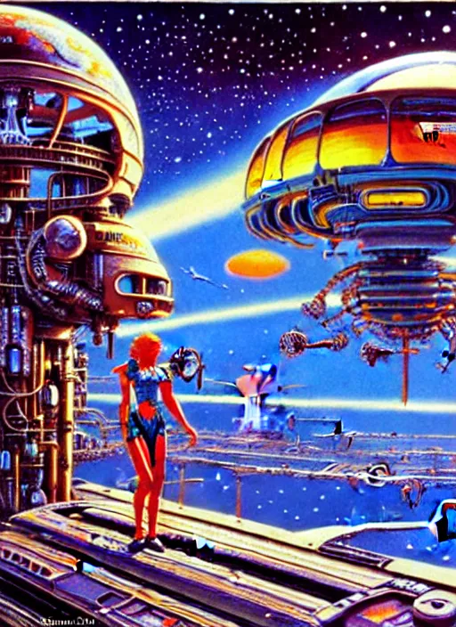 Image similar to photorealistic image of a retro futurism, solarpunk, biopunk, naturecore, by robert mccall