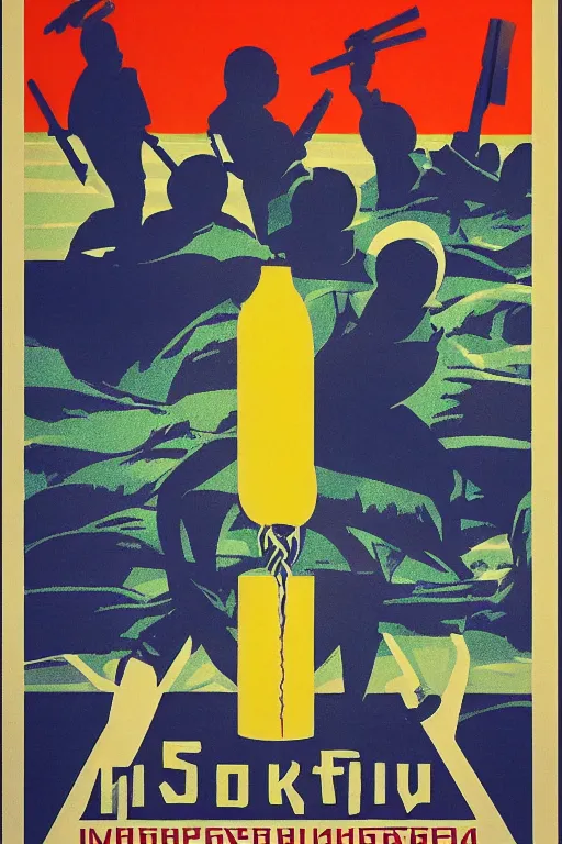 Prompt: sovietwave propaganda poster about the dangers of corn, minimalist, silkscreen, graphic design, russian text