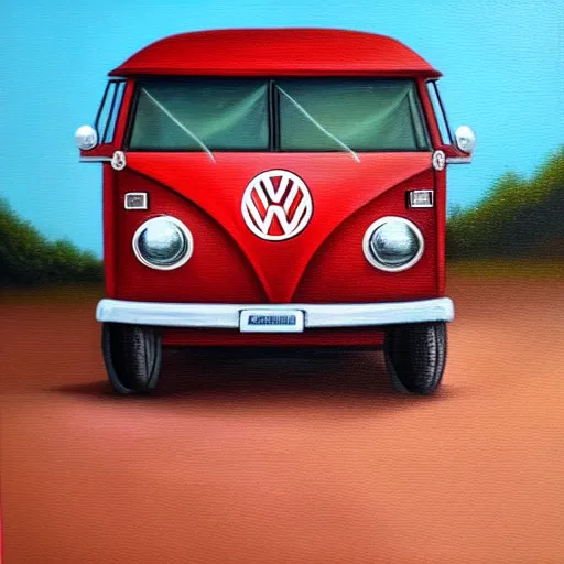 Image similar to a detailed oil painting of a vw bus