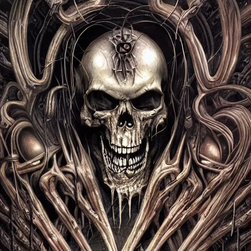 Prompt: Death metal cover art by Gottfried Bammes and Giger and Bill Ellis, trending on artstation