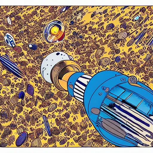 Image similar to james webb space telescop by geof darrow