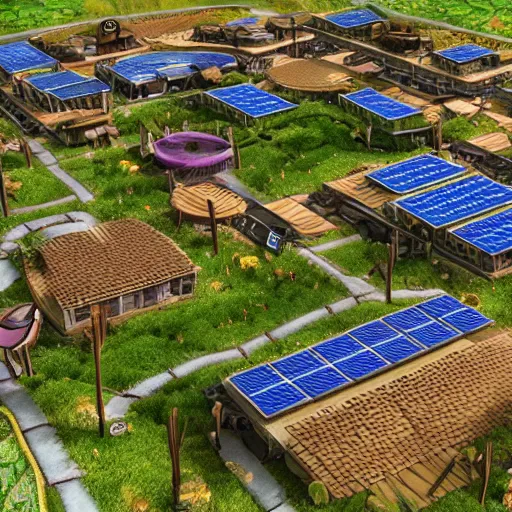 Image similar to solarpunk village