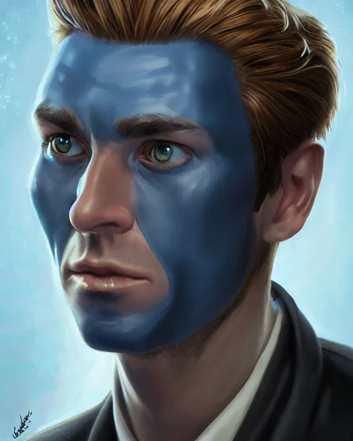 Image similar to portrait of tall, tired 3 3 - year - old handsome man with short darkblonde hair, blue eyes, wearing science fiction uniform, hyper realistic face, beautiful eyes, character art, art by mark brooks, hyperdetailed, cryengine, trending on artstation, digital art