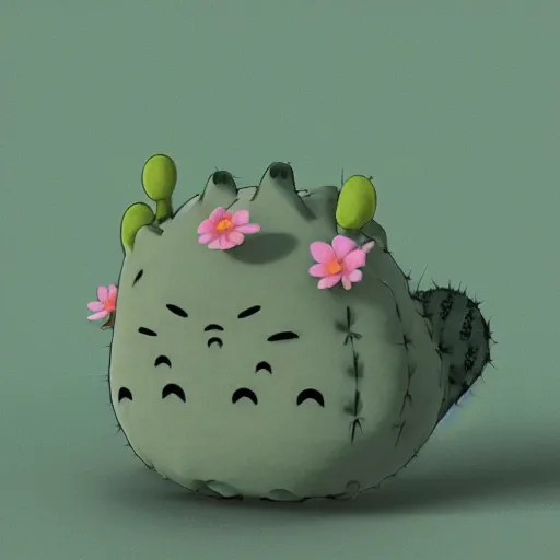 Image similar to cactus, plush, Totoro, soft render, dreamlike, pastel Ilya Kuvshinov