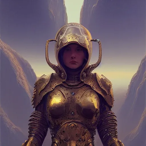 Image similar to gold armor melenia , matte painting, detailed, elden ring, oil on canvas, by beeple