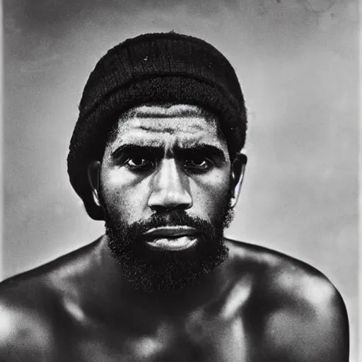 Image similar to Portrait of Kyrie Irving, Kyrie Irving as Che Guevara, Guerilla Heroico, Black and White, Photograph by Alberto Korda, inspiring, dignifying, national archives