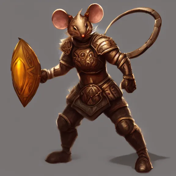 Image similar to warrior mouse with armor lunging towards floating crystal, RPG Portrait, trending on Artstation, Pose Study, ultra detailed, award winning