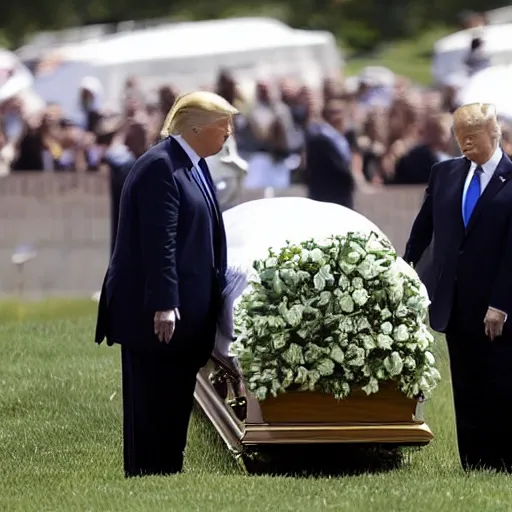 Image similar to donald trump at a funeral for himself