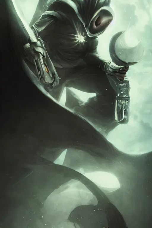 Image similar to characters portrait of Moon Knight mixed with Ghostrider by Alyssa Monks, full-shot, merged character, Full body shot, cinematic opening shot, 4k, intricate artwork by Tooth Wu and wlop and beeple. octane render, trending on artstation, greg rutkowski very coherent symmetrical artwork. cinematic, hyper realism, high detail, octane render, 8k