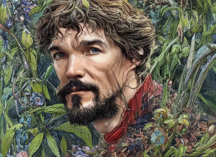 Image similar to a highly detailed overgrown nature portrait of stephen strange, james gurney, james jean