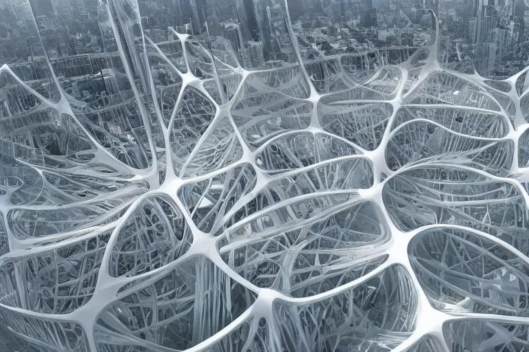 Prompt: a fractal parametric design city by zaha hadid