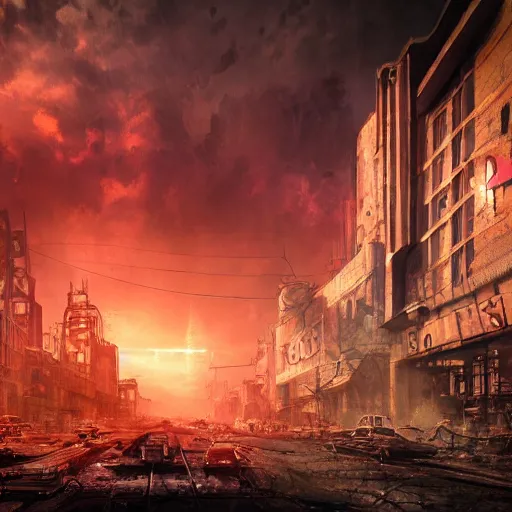 Image similar to post apocalyptic dieselpunk city , highly detailed, 4k, HDR, award-winning photo, glowave neon