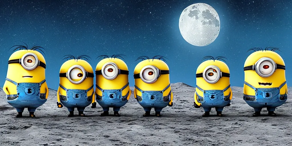 Image similar to photo of minions on the moon