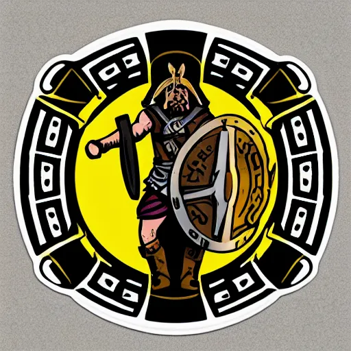 Image similar to sticker design of a viking holding a shield