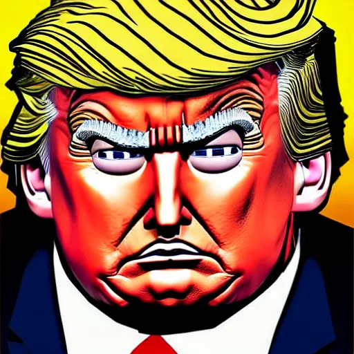 Image similar to donald trump's head as modok, the mental organism designed only for killing, little man in hovering throne, full body, psychic alien with huge head, marvel supervillain character