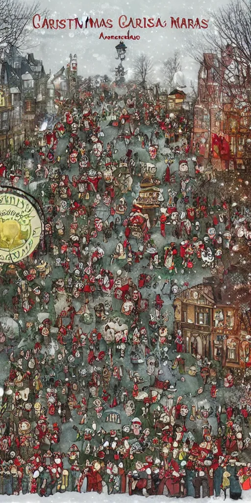 Image similar to a vintage christmas day parade by alexander jansson and where's waldo