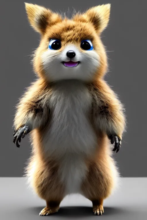 Image similar to high quality 3 d render hyperrealist very cute multicolor fluffy! cyborg!! quokka hybrid with wings!!!, highly detailed, vray smooth, in the style of detective pikachu, hannah yata charlie immer, dramatic blue light, low angle, uhd 8 k, sharp focus