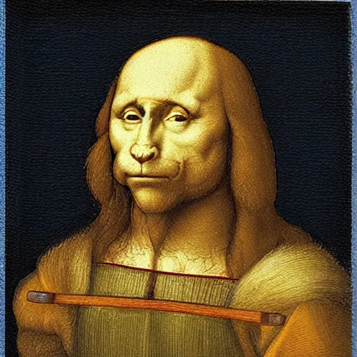 Image similar to rat with Putin's face, painting in the style of leonardo da vinci