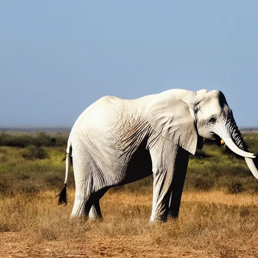 Image similar to photo of a perfect albino african elephant with white skin and covered entirely in dense freckles