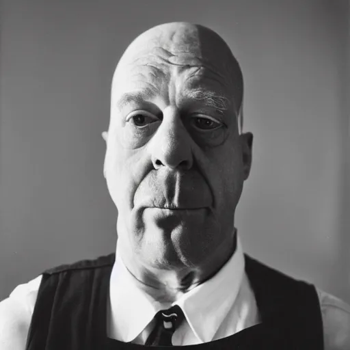 Image similar to portrait of a Homer Simpson impersonator by Diane Arbus, 88mm, black and white