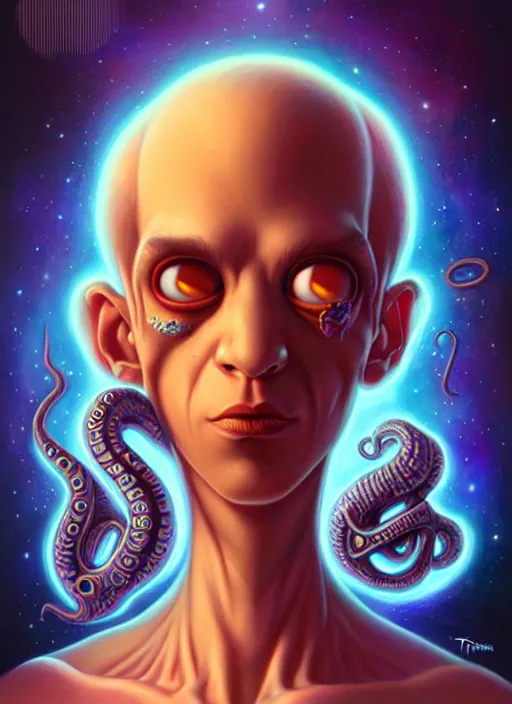 Prompt: cosmic lovecraft random cartoon character portrait, pixar style, by tristan eaton stanley artgerm and tom bagshaw.