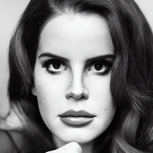 Prompt: photo of lana del Rey frowning and giving a thumbs-down