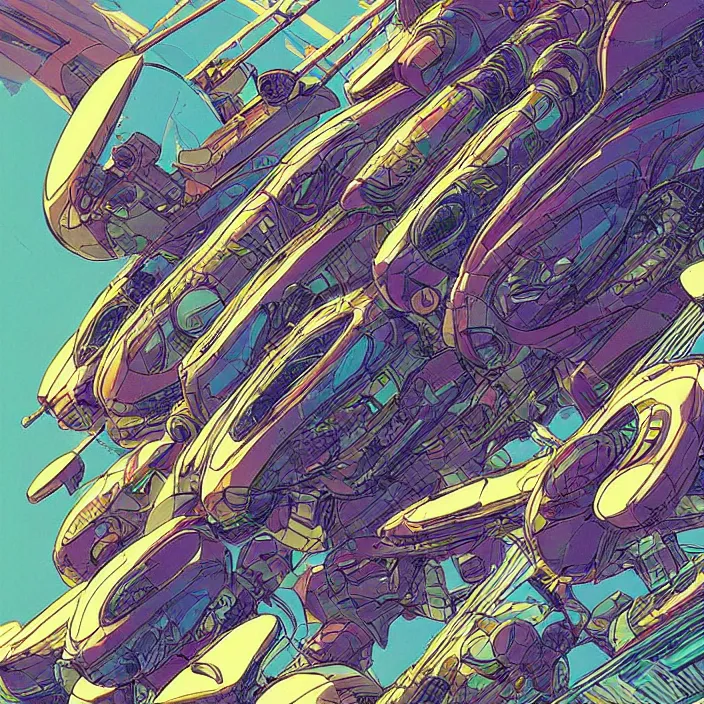 Image similar to cyberpunk mollusc mechs, flowing, bauhaus, aerodynamic, fast, flat art, digital art, hd, by moebius