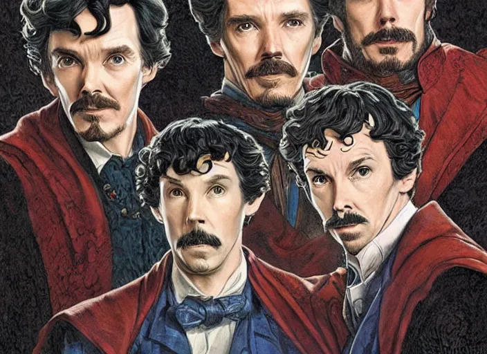 Image similar to a highly detailed sherlock portrait of stephen strange, james gurney, james jean