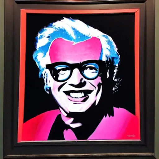 Image similar to painting of harry caray singing in press box in the style of andy warhol
