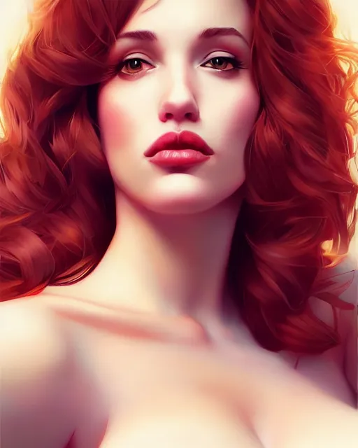 Image similar to a beautiful gina gershon christina hendricks kat dennings dolly parton instagram model, posing pose, by wlop and ilya kuvshinov and artgerm,, gorgeous, stunning, alluring, artstation, deviantart, digital art