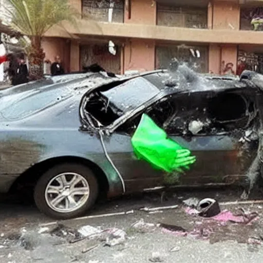 Prompt: Drunk hulk hogan crashes car, Egyptian style