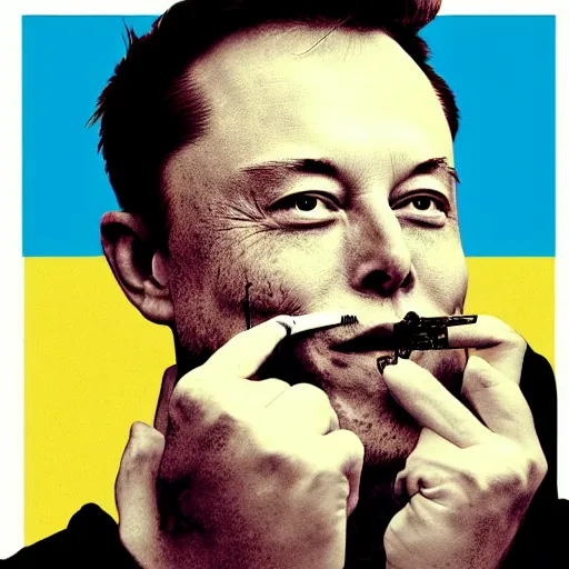 Prompt: Elon Musk smoking, pop art