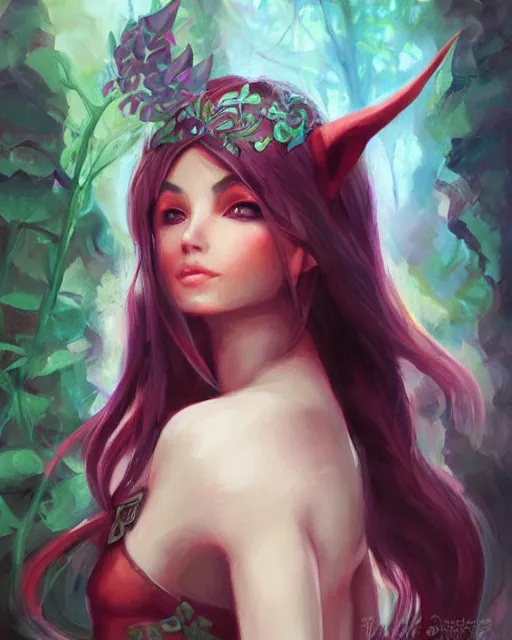 Image similar to a beautiful elf princess, oil painting, by Fernanda Suarez and ross tran