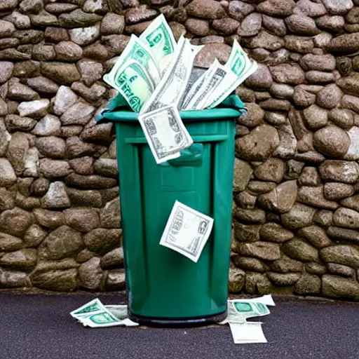 Image similar to rubbish bin full of money