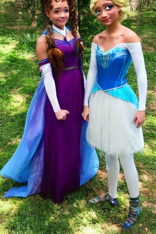 Image similar to Rue and Jules from Euphoria as Anna and Elsa